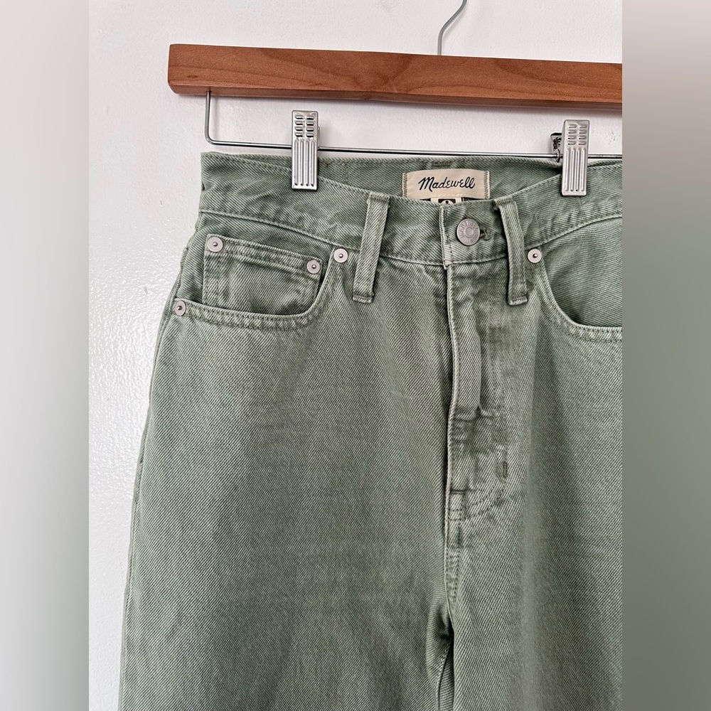 Madewell Baggy Straight Jeans-Garment Dyed Sage Green. Size 23 - Picture 5 of 12